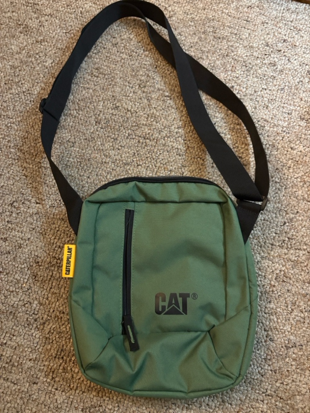 Caterpillar Green Messenger Crossbody with Black Strap